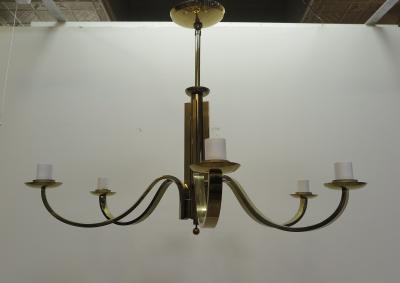 Mid Century Brass Tower Chandelier