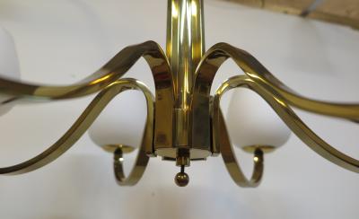 Mid Century Brass Tower Chandelier