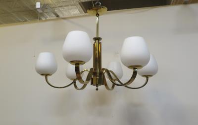 Mid Century Brass Tower Chandelier