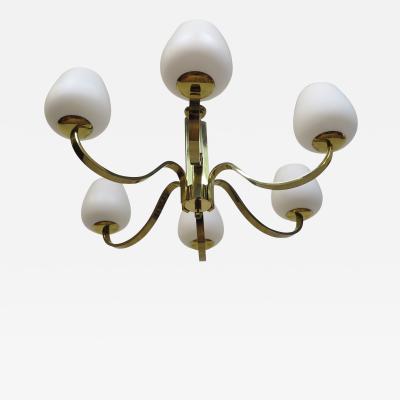 Mid Century Brass Tower Chandelier