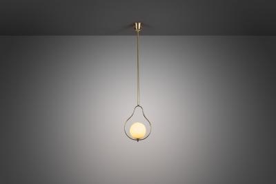 Mid Century Brass and Glass Pendant Lamp Europe 20th Century