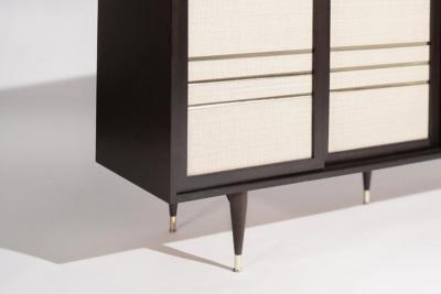 Mid Century Brass and Walnut Credenza C 1950s