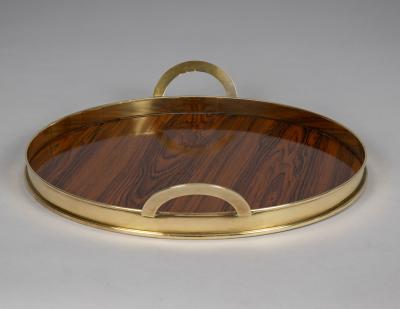 Mid Century Brass and Wood Tray