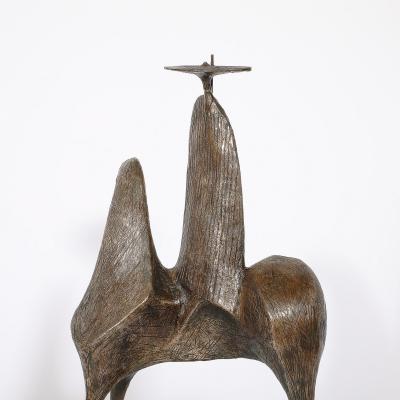Mid Century Bronze Signed Gloria Ellies Stylized Horseman Sculpture Edition 4 6