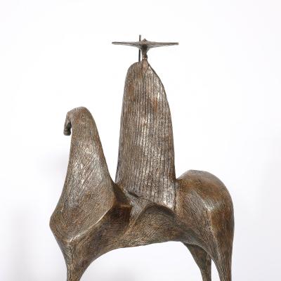 Mid Century Bronze Signed Gloria Ellies Stylized Horseman Sculpture Edition 4 6