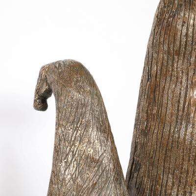 Mid Century Bronze Signed Gloria Ellies Stylized Horseman Sculpture Edition 4 6