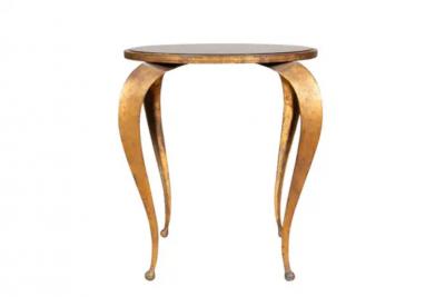 Mid Century Bronzed Metal And Faux Tortoise Table