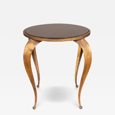 Mid Century Bronzed Metal And Faux Tortoise Table