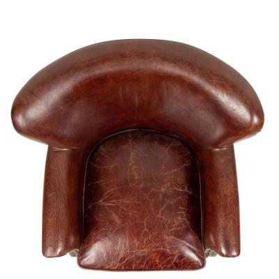 Mid Century Brown Leather Club Chairs