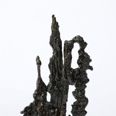 Mid Century Brutalist Abstract Organic Bronze Marble Sculpture signed Marion N