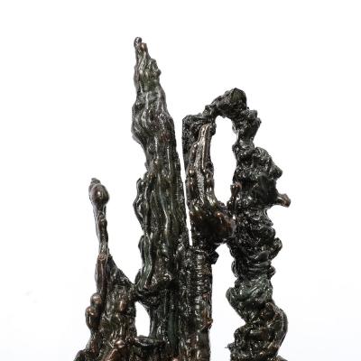 Mid Century Brutalist Abstract Organic Bronze Marble Sculpture signed Marion N