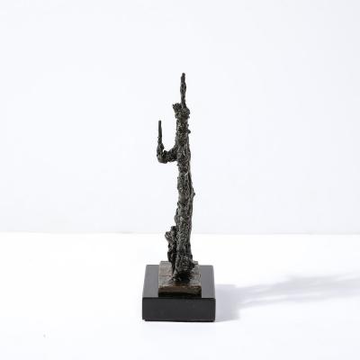 Mid Century Brutalist Abstract Organic Bronze Marble Sculpture signed Marion N