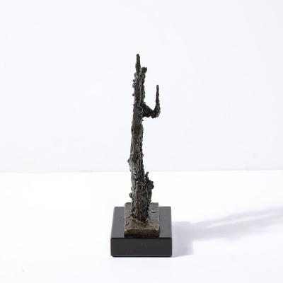 Mid Century Brutalist Abstract Organic Bronze Marble Sculpture signed Marion N