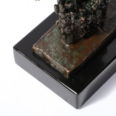 Mid Century Brutalist Abstract Organic Bronze Marble Sculpture signed Marion N