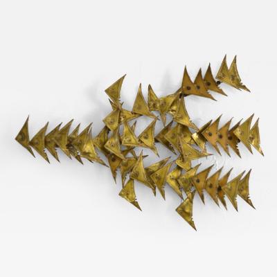 Mid Century Brutalist Brass Wall Sculpture