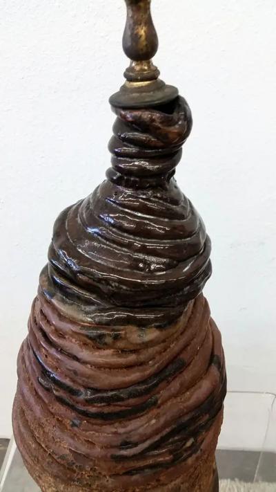 Mid Century Brutalist Clay Table Lamp