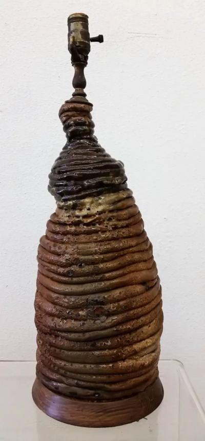 Mid Century Brutalist Clay Table Lamp