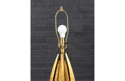 Mid Century Brutalist Flame Leaf Gilt Metal Table Lamps