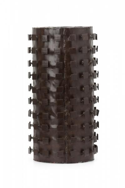 Mid Century Brutalist Patinated Steel Umbrella Stand