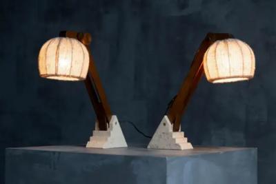 Mid Century Brutalist Table Lamps France 1960s