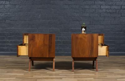 Mid Century Californian Modern Sculpted Walnut Night Stands