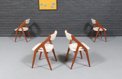 Mid Century Canadian Modern Sculpted Teak Tweed Dining Chairs