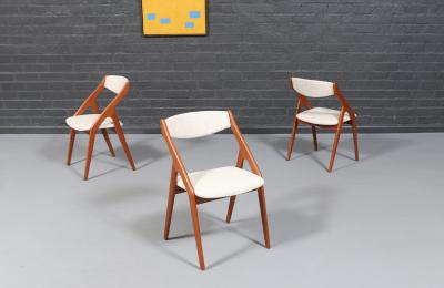 Mid Century Canadian Modern Sculpted Teak Tweed Dining Chairs