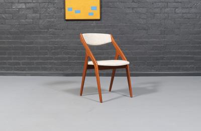 Mid Century Canadian Modern Sculpted Teak Tweed Dining Chairs