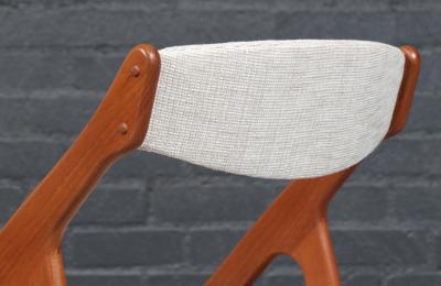 Mid Century Canadian Modern Sculpted Teak Tweed Dining Chairs