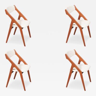 Mid Century Canadian Modern Sculpted Teak Tweed Dining Chairs