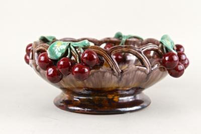 Mid Century Ceramic Bowl With Cherries by St Peter Ceramic AT ca 1960