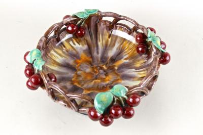 Mid Century Ceramic Bowl With Cherries by St Peter Ceramic AT ca 1960