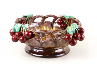 Mid Century Ceramic Bowl With Cherries by St Peter Ceramic AT ca 1960