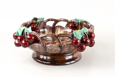 Mid Century Ceramic Bowl With Cherries by St Peter Ceramic AT ca 1960