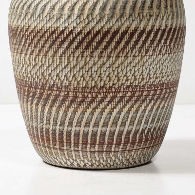 Mid Century Ceramic Earth Toned Vase W Scaled Textural Detailing signed Germany