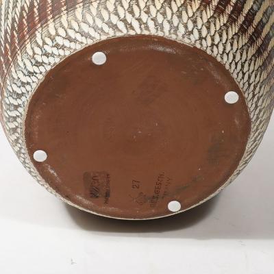 Mid Century Ceramic Earth Toned Vase W Scaled Textural Detailing signed Germany