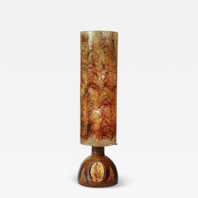 Mid Century Ceramic Table Lamp W Naturalist Resin Shade Illuminated Cutout