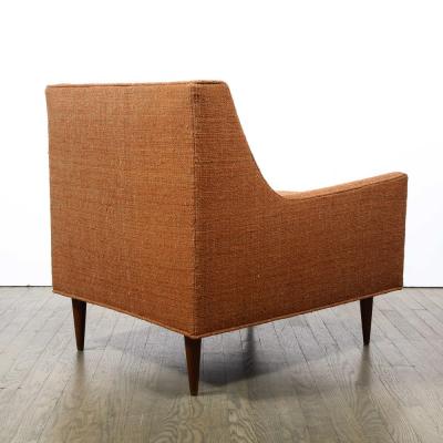 Mid Century Channel Back Armchair W Ebonized Walnut Legs Marmalade Upholstery