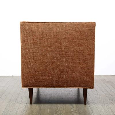 Mid Century Channel Back Armchair W Ebonized Walnut Legs Marmalade Upholstery