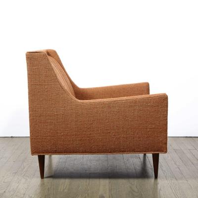 Mid Century Channel Back Armchair W Ebonized Walnut Legs Marmalade Upholstery