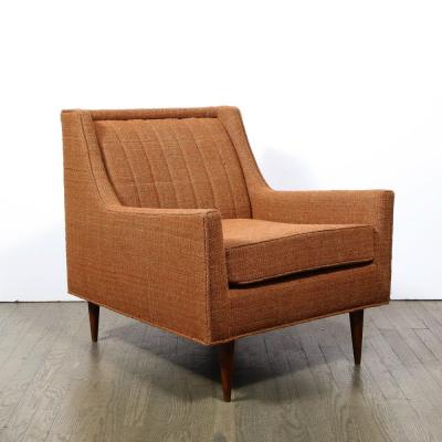 Mid Century Channel Back Armchair W Ebonized Walnut Legs Marmalade Upholstery
