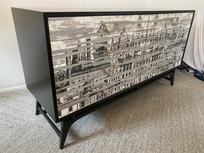 Mid Century Chest of Drawers in the Style of Fornasetti