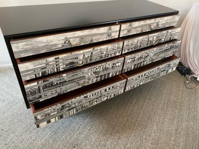 Mid Century Chest of Drawers in the Style of Fornasetti