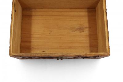 Mid Century Chinese Wooden Scenic Design Carved Hinge Top Box
