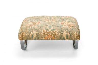 Mid Century Chrome Frame Upholstered Top Rocking Ottoman