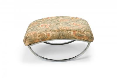 Mid Century Chrome Frame Upholstered Top Rocking Ottoman