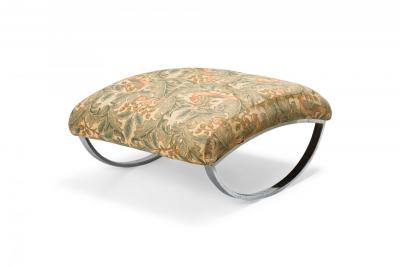 Mid Century Chrome Frame Upholstered Top Rocking Ottoman