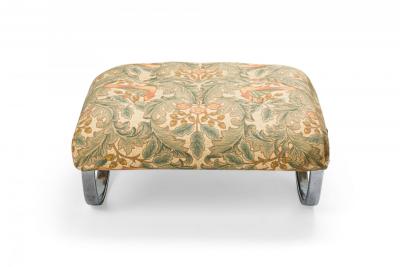 Mid Century Chrome Frame Upholstered Top Rocking Ottoman