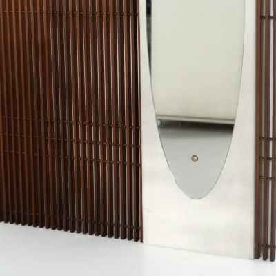 Mid Century Coat Rack with Integrated Mirror Italy 1970s