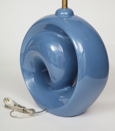 Mid Century Conflower Blue Porcelain Lamps